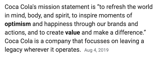 branding and advertising coca cola mission statement 