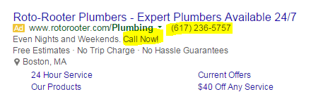 call tracking example of an ad with a number in it
