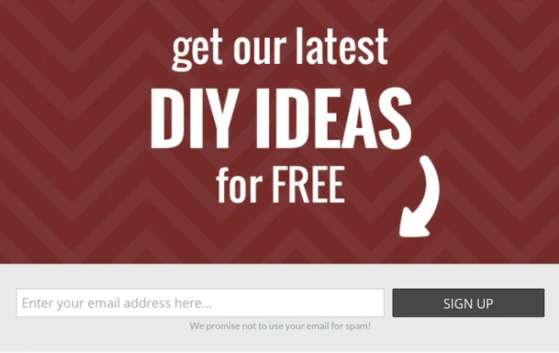 call to action examples for email newsletter signups DIY