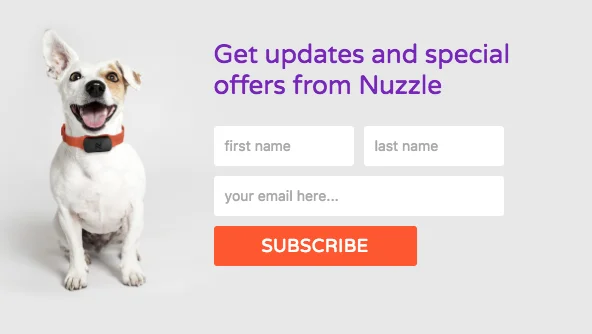 call to action examples for email signups-nuzzle