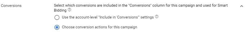 new campaign-level conversion setting