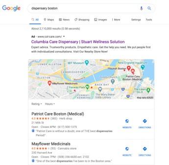 cannabis marketing ad on the Google SERP