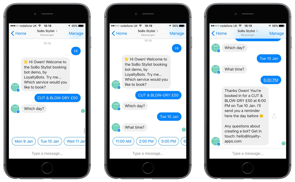 Chatbots as customer service reps example