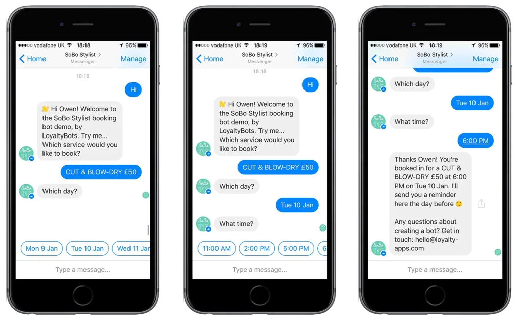 Chatbots as customer service reps example