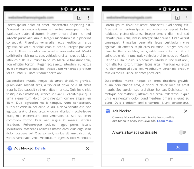 chrome ad blocker mobile display