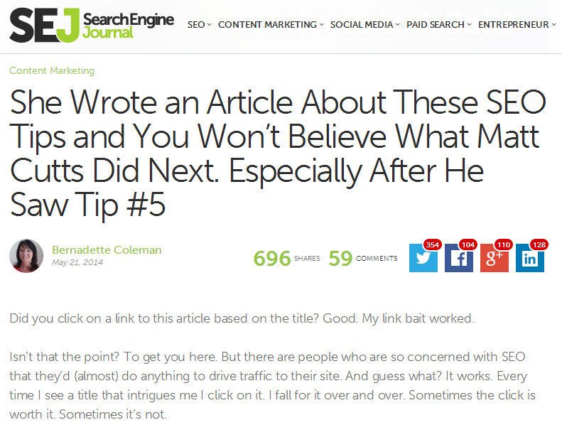 Clickbait bad example search engine journal