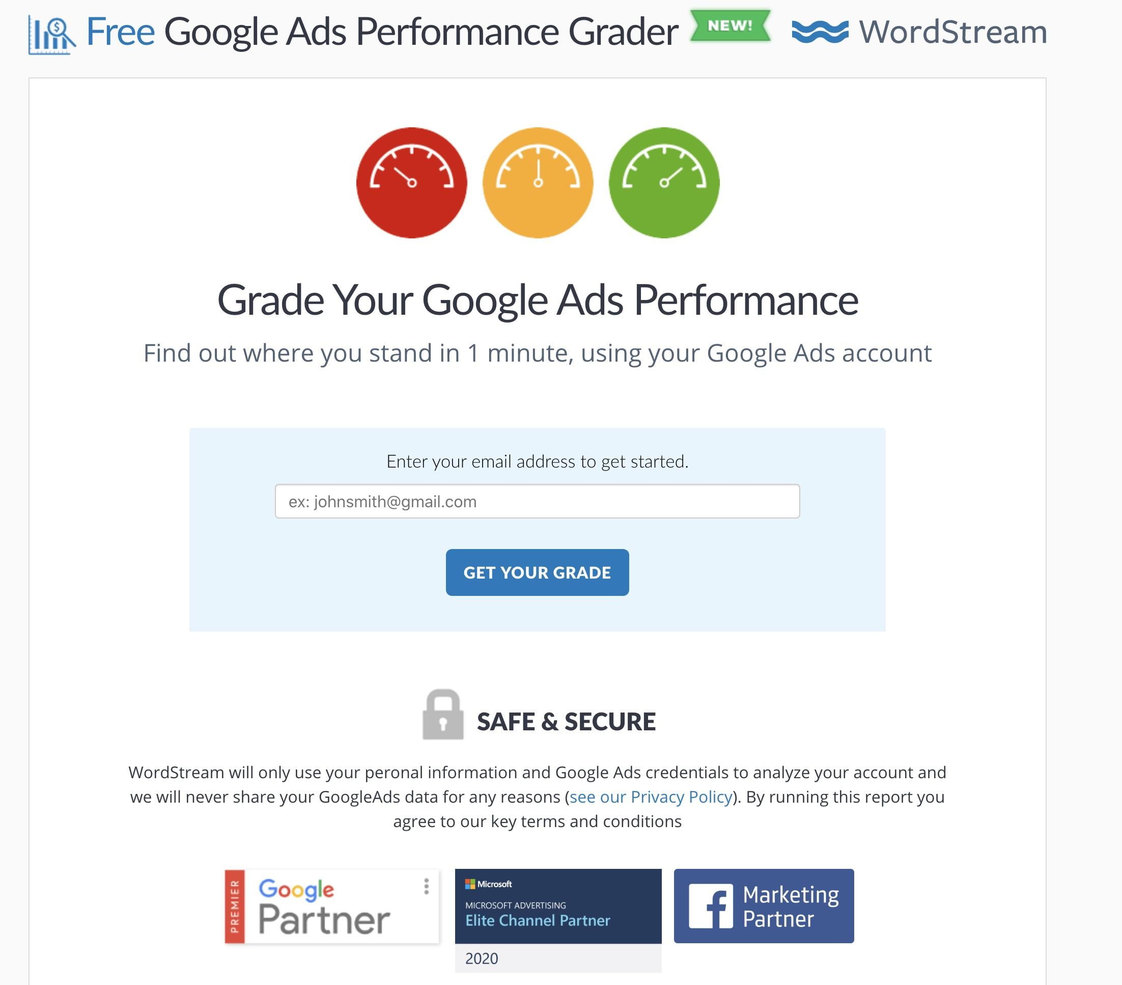 WordStream's Google Ads Grader