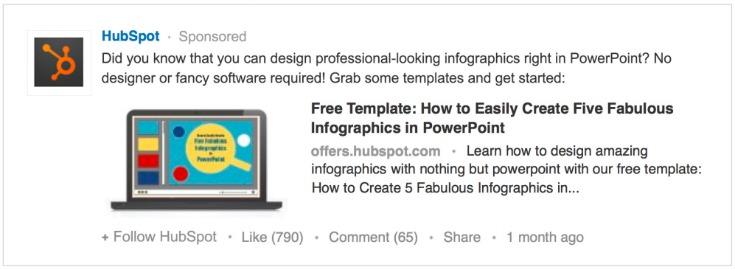 Combine PPC with social media LinkedIn Sponsored Updates example