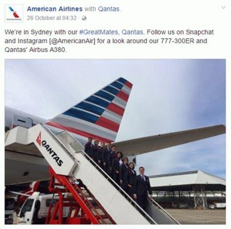 Combine PPC with social media American Airlines Qantas tweet