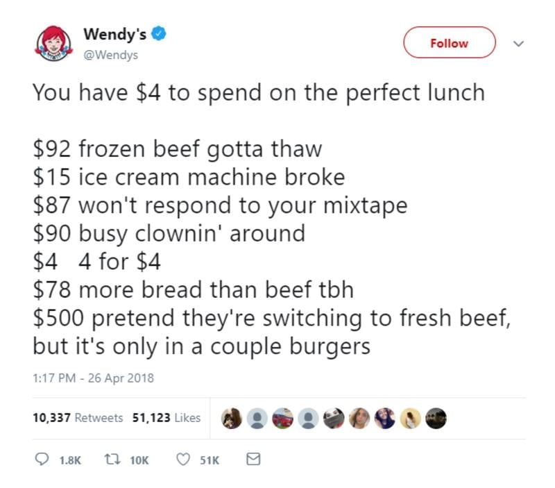 Wendy's tweet