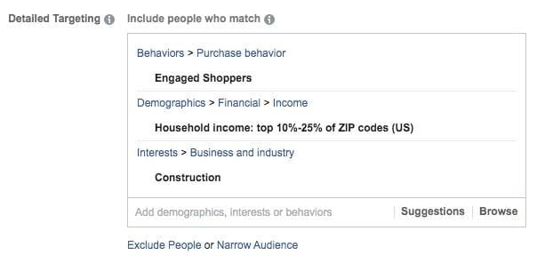 detailed targeting for construction marketing example