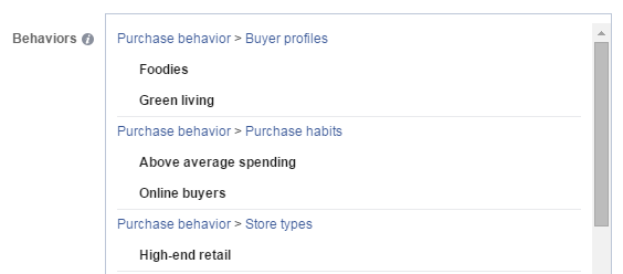 Content amplification Facebook targeting options
