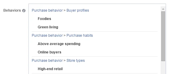 Content amplification Facebook targeting options