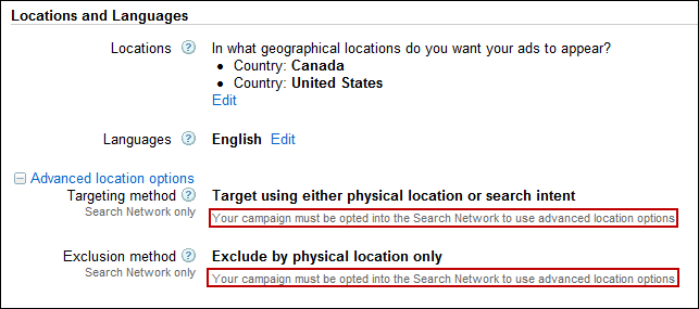 Content Network Location Targeting
