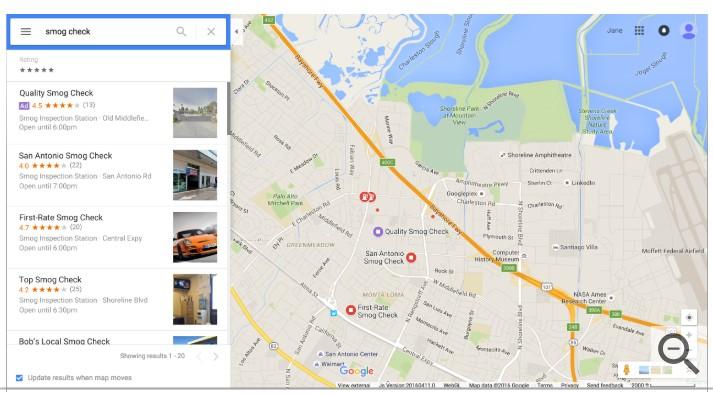 Google Maps PPC Ad desktop view
