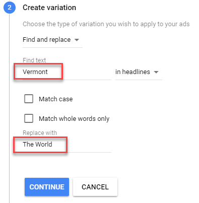 create adwords ad variations