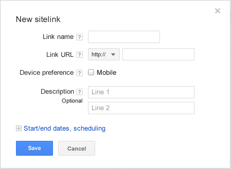 New Google Sitelink
