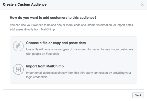 connecting facebook and mailchimp