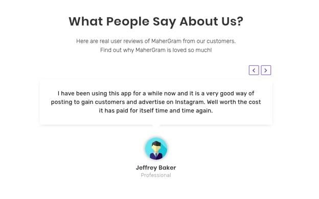 customer feedback as social proof example