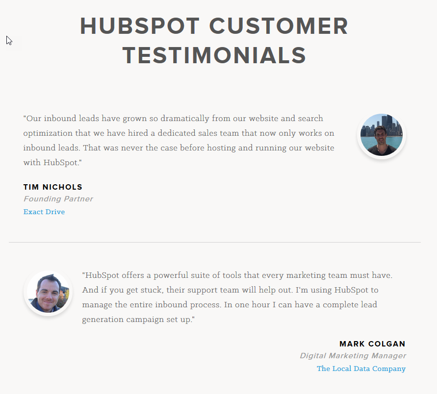 Customer Testimonial Pages Hubspot 2