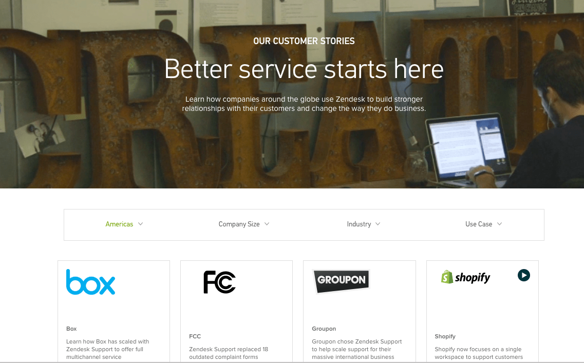 Customer Testimonial Pages Zendesk