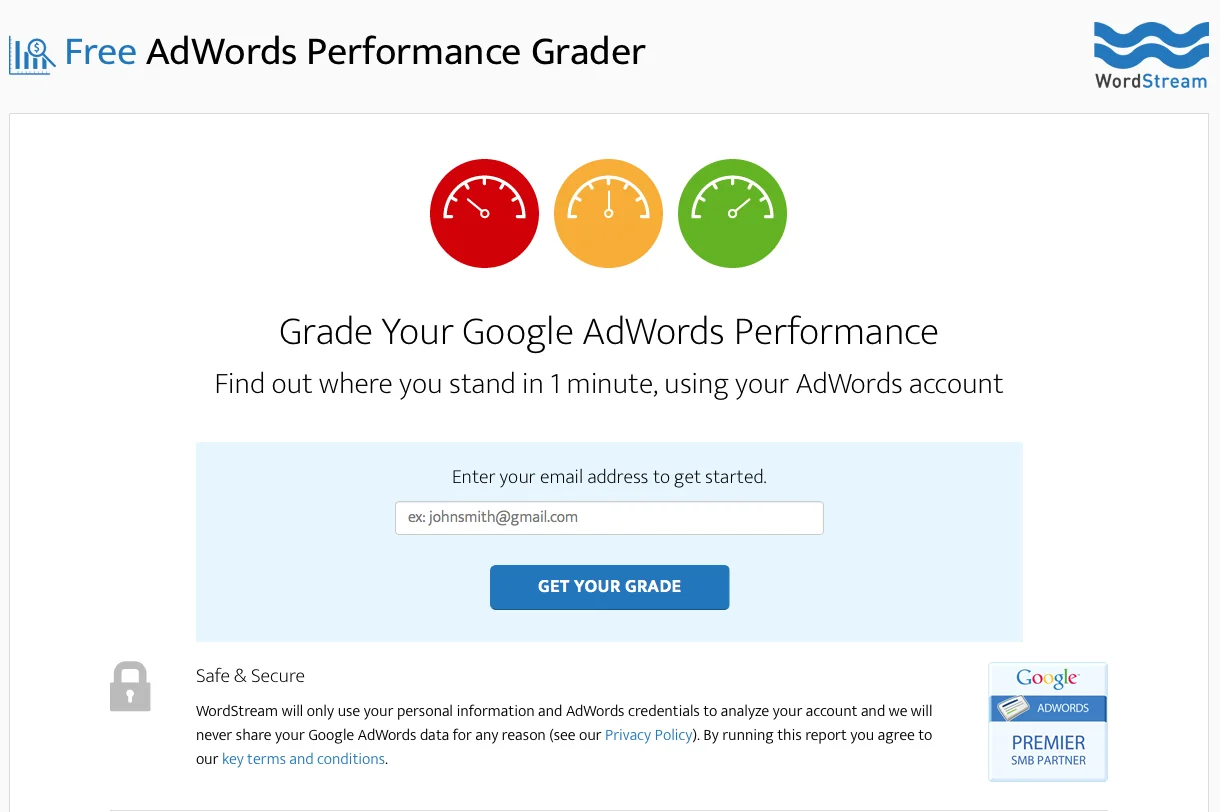 Demand generation AdWords Performance Grader