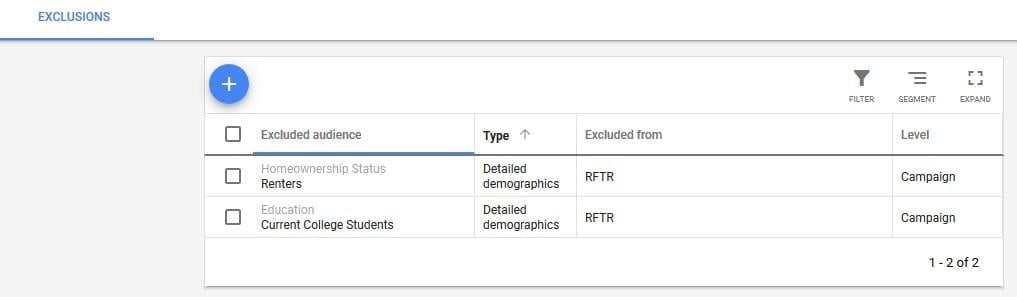 detailed demographics exclusions