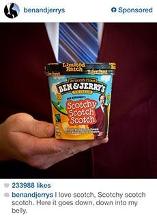 ben and jerry's anchorman instagram ad