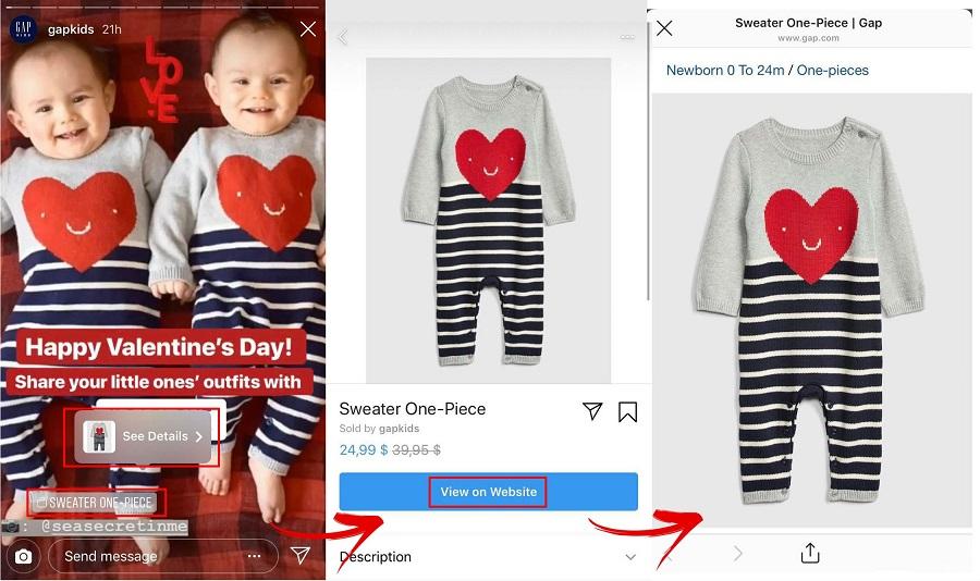 Instagram Story shopping example
