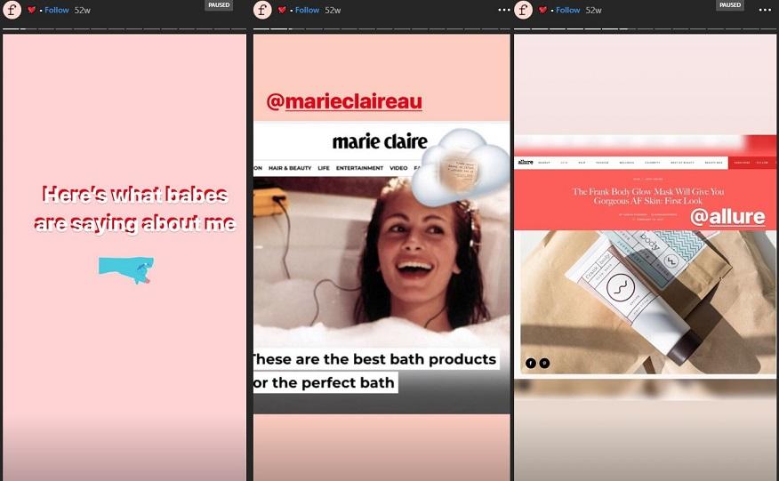 ecommerce user reviews on Instagram example