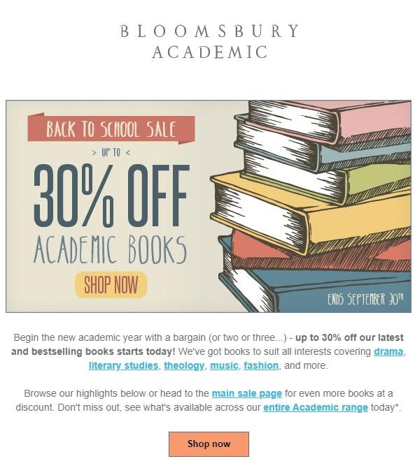 30% for back to school email offer