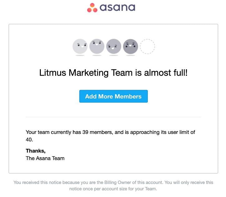 Asana email example