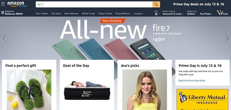 Amazon homepage 2019