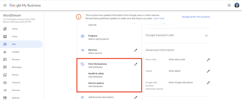 how to edit and update your google business listing attributes