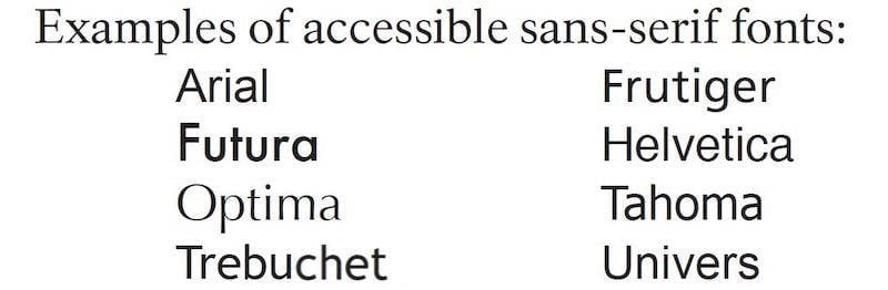 email accessibility—list of accessibiliity-friendly fonts
