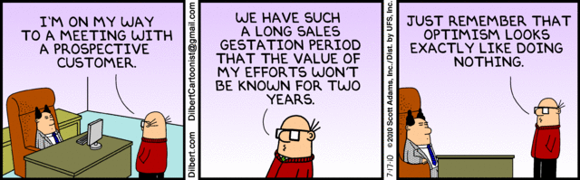 Email optimization long sales cycle Dilbert comic
