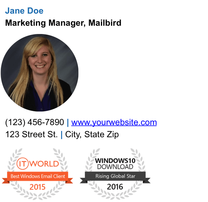 Email signatures opportunity to display company awards and award logos in email signatures