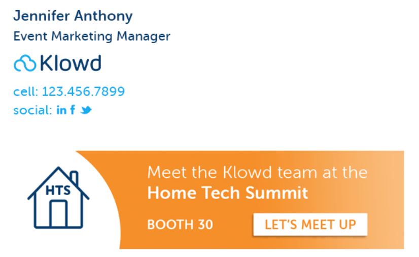 Email signatures promote events