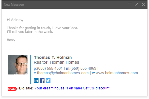 Email signatures special offers