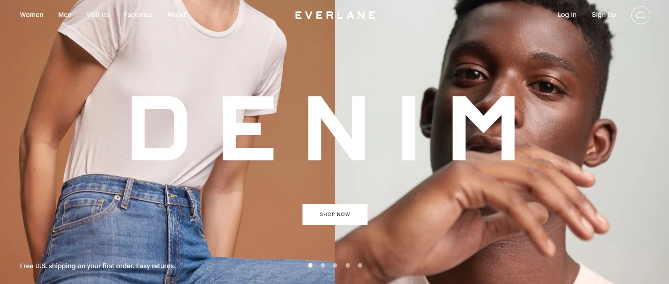 Ethical marketing Everlane homepage