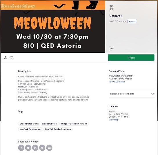 event landing pages by EventBrite example