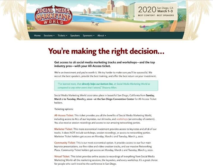 event landing page for Social Media Marketing by Social Media Examiner