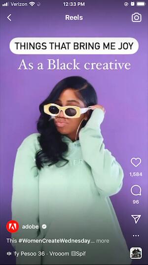 an example of an employee instagram reel by adobe