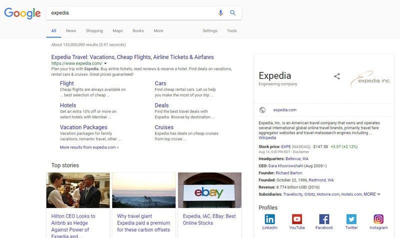 expedia mobile brand serp