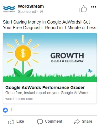 example of a facebook ad with a great relevance score