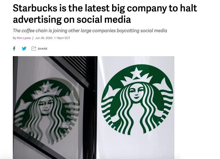 Starbucks participating in the Facebook ads boycott