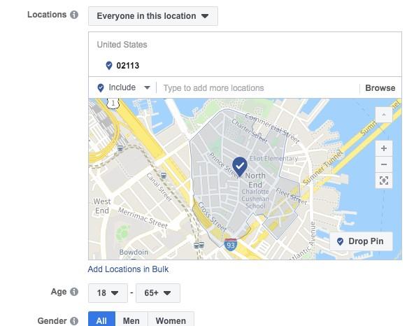 Facebook ads location targeting