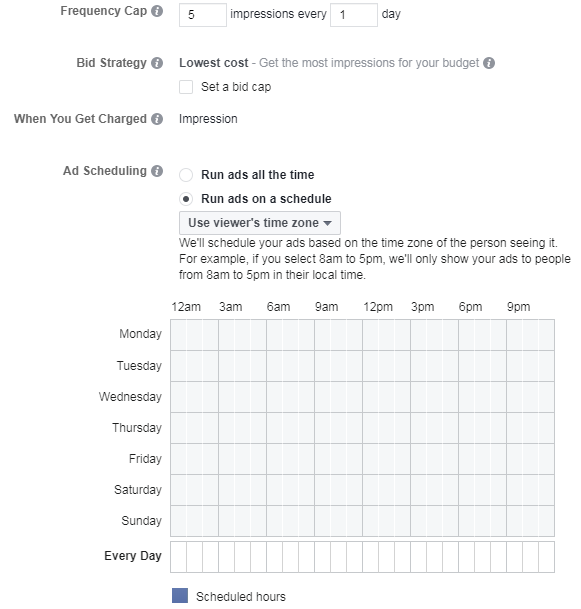 facebook ad frequency and scheduling for driving in person sales