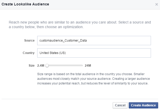 Faceboom advertising cost create lookalike audience