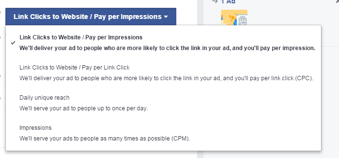 Facebook advertising cost pay per impression